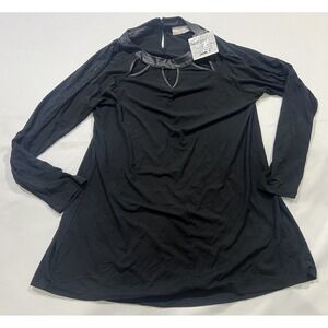 Belle by Kim Gravel Shirt Womens Medium Black NWT Rhinestone Whimsigoth Goth